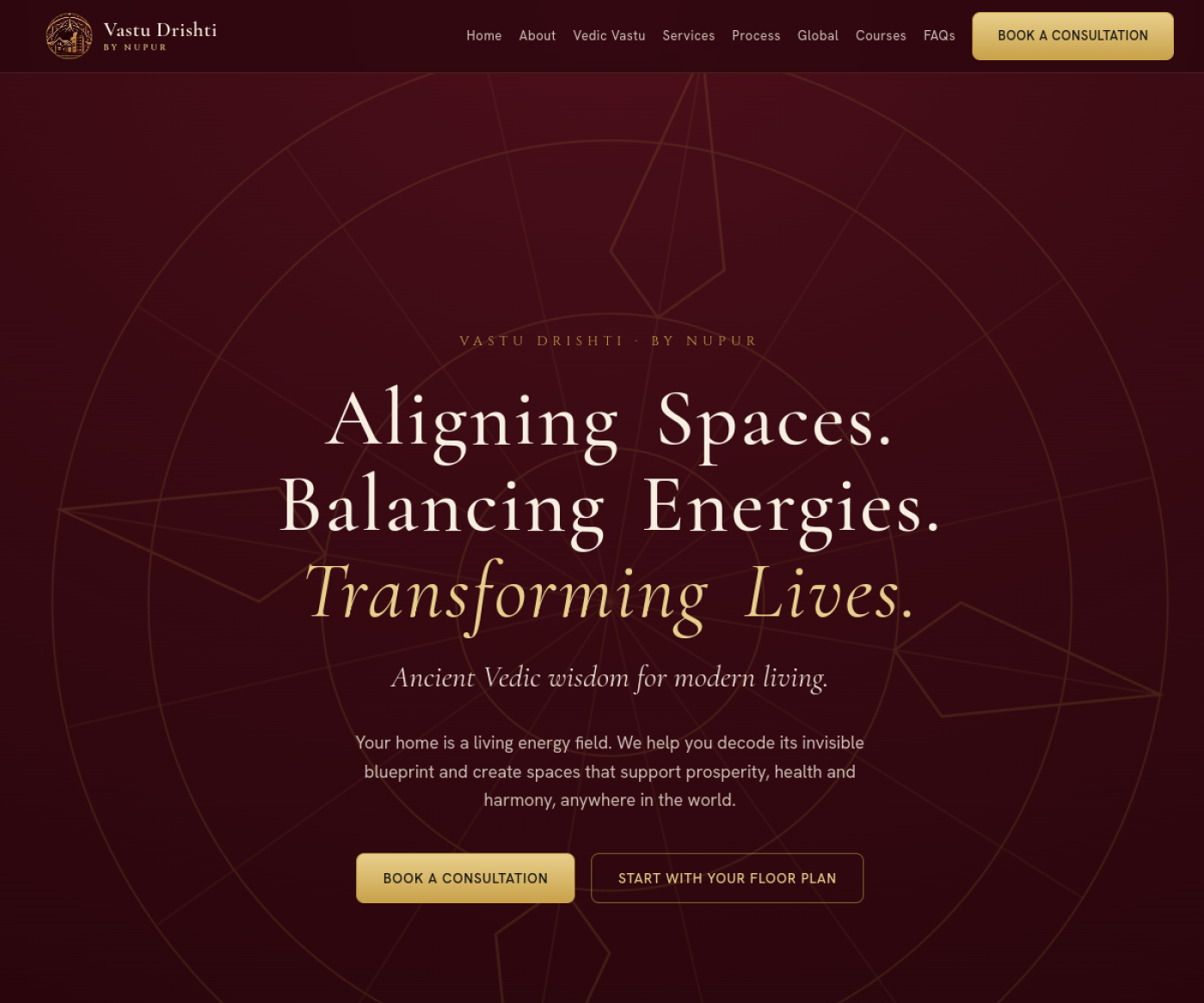 Preview of the Vastu Drishti website